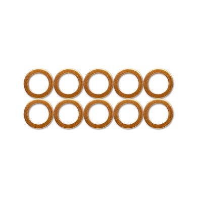10mm Copper Crush Washers 10 Pack (suits M10, 3/8” and 1/8”)
